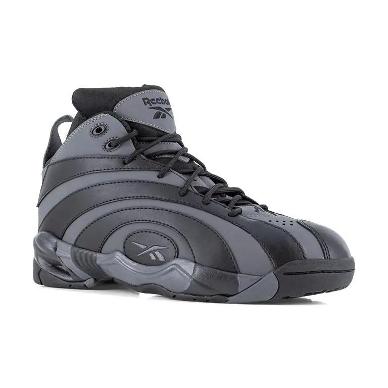 Reebok Work Shoes Men RB9007 Composite Toe High Top Slip Resistant Gray Black
