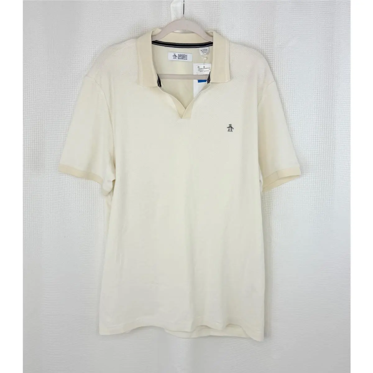 Original Penguin Mens Johnny Collar Polo Shirt Golf Size XL Birch Textured