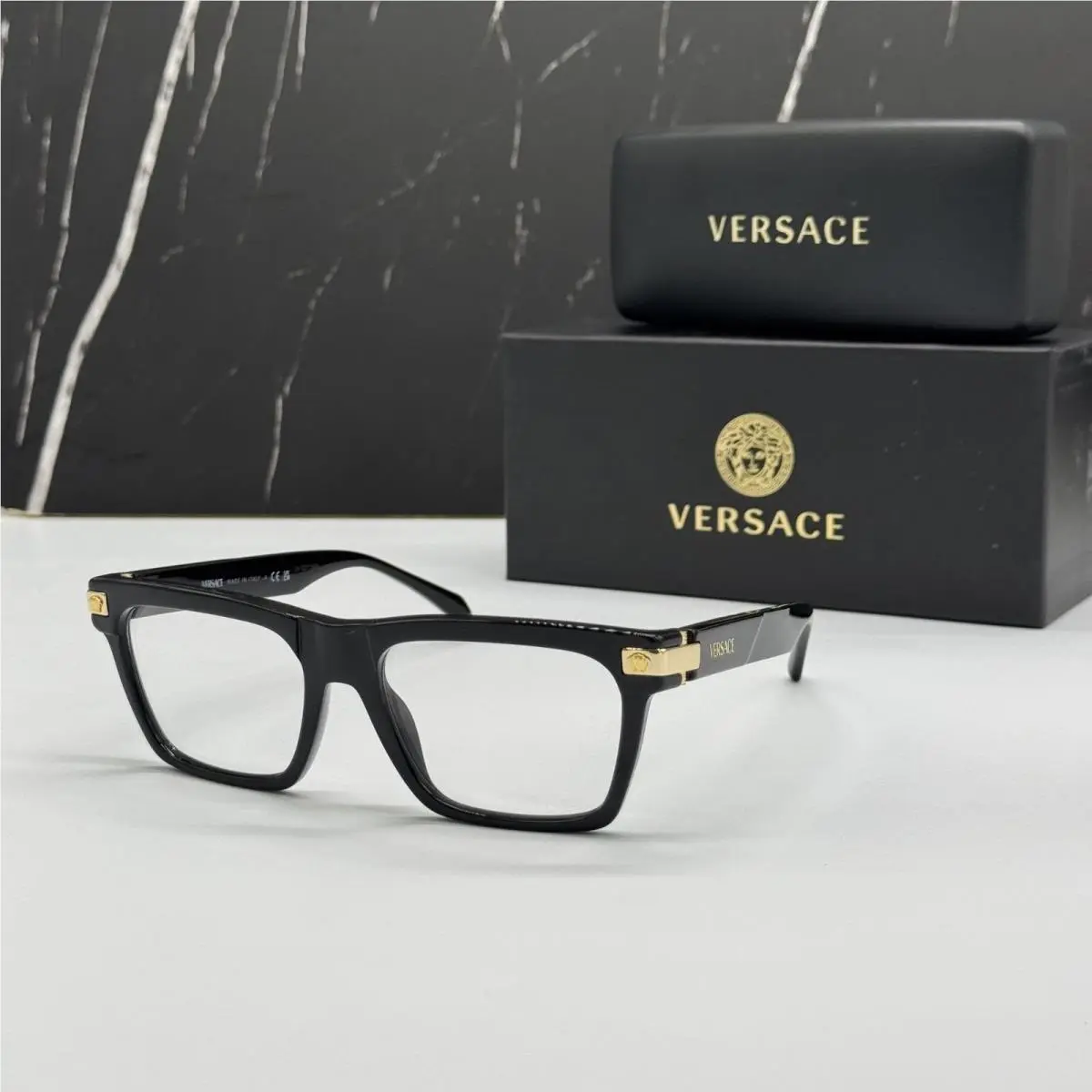 Versace VE3354 GB1 Black Square Men Eyeglasses