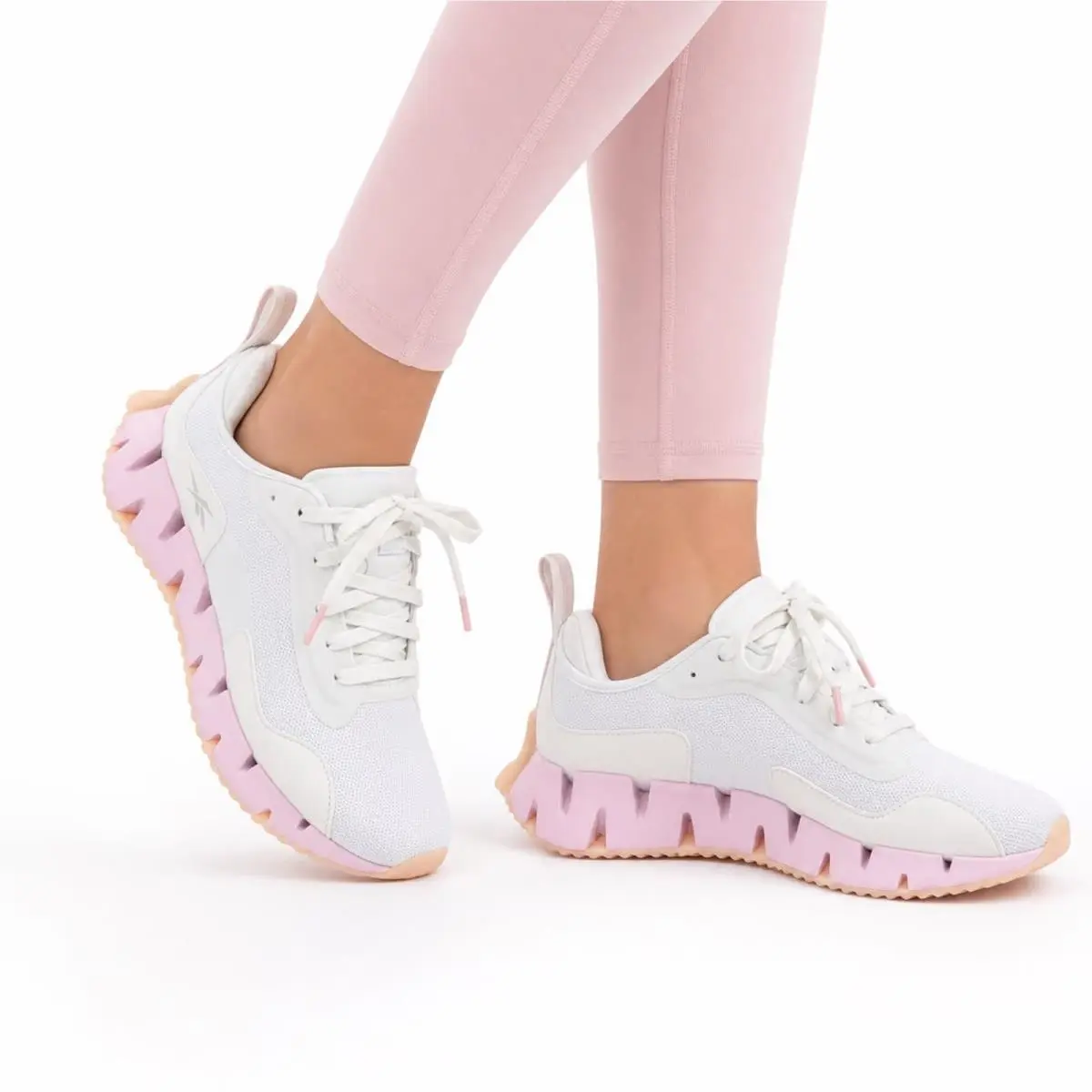 Reebok Womens Zig Dynamica Running Shoes White Pink Size 9
