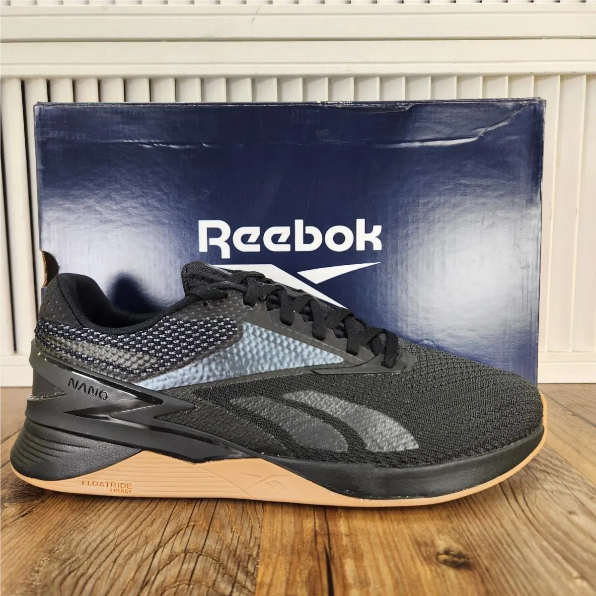 Reebok Nano X3 Mens Sz 10.5 Black Gum Sole Gym Training Sneakers Shoes 100062512
