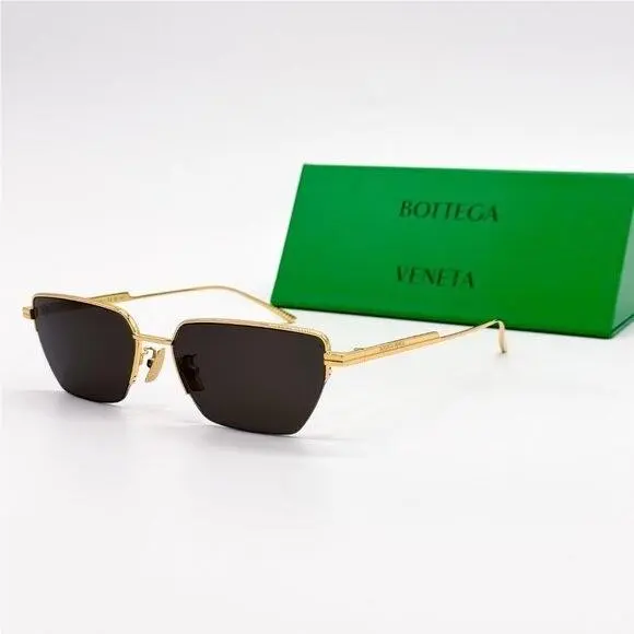 Bottega Veneta BV1107S 004 Unisex Gold Grey Sunglasses Bottega Veneta