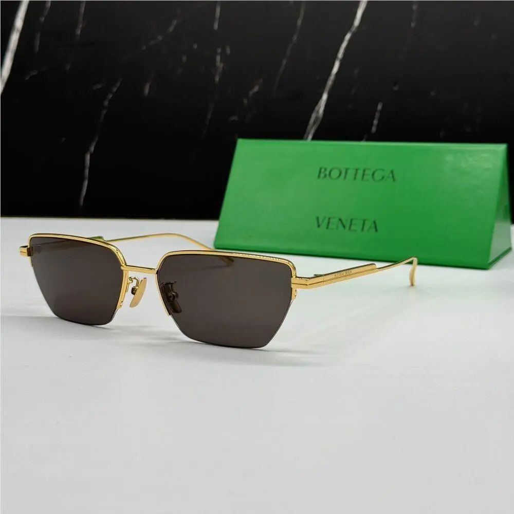 Bottega Veneta BV1107S 004 Women Gold Square Bottega Veneta Sunglasses
