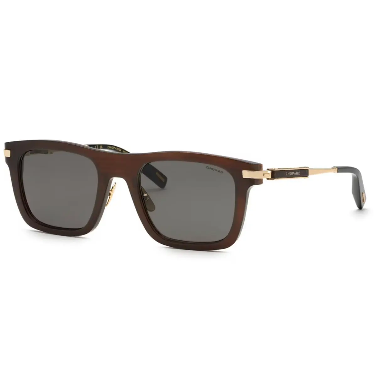 Chopard Racing Aviator Brown Horn/smoke SCH365V GR4P 55 Polarized Sunglasses