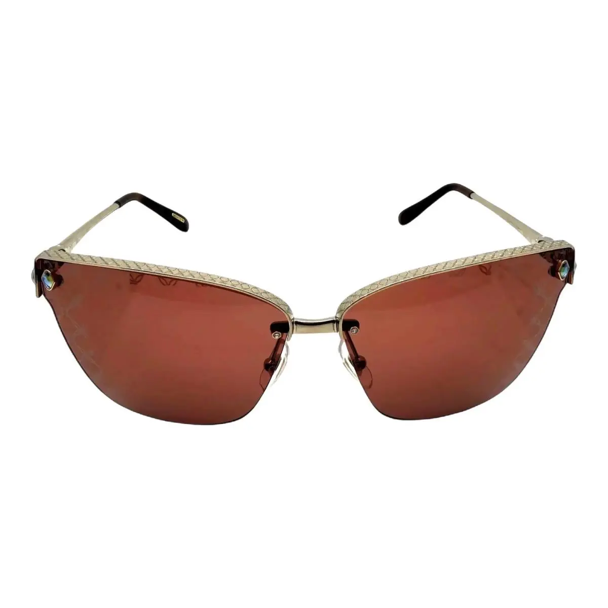 Chopard Shiny Light Gold Metal Frame Orange Mirrored Lens Sunglasses 95221-0401