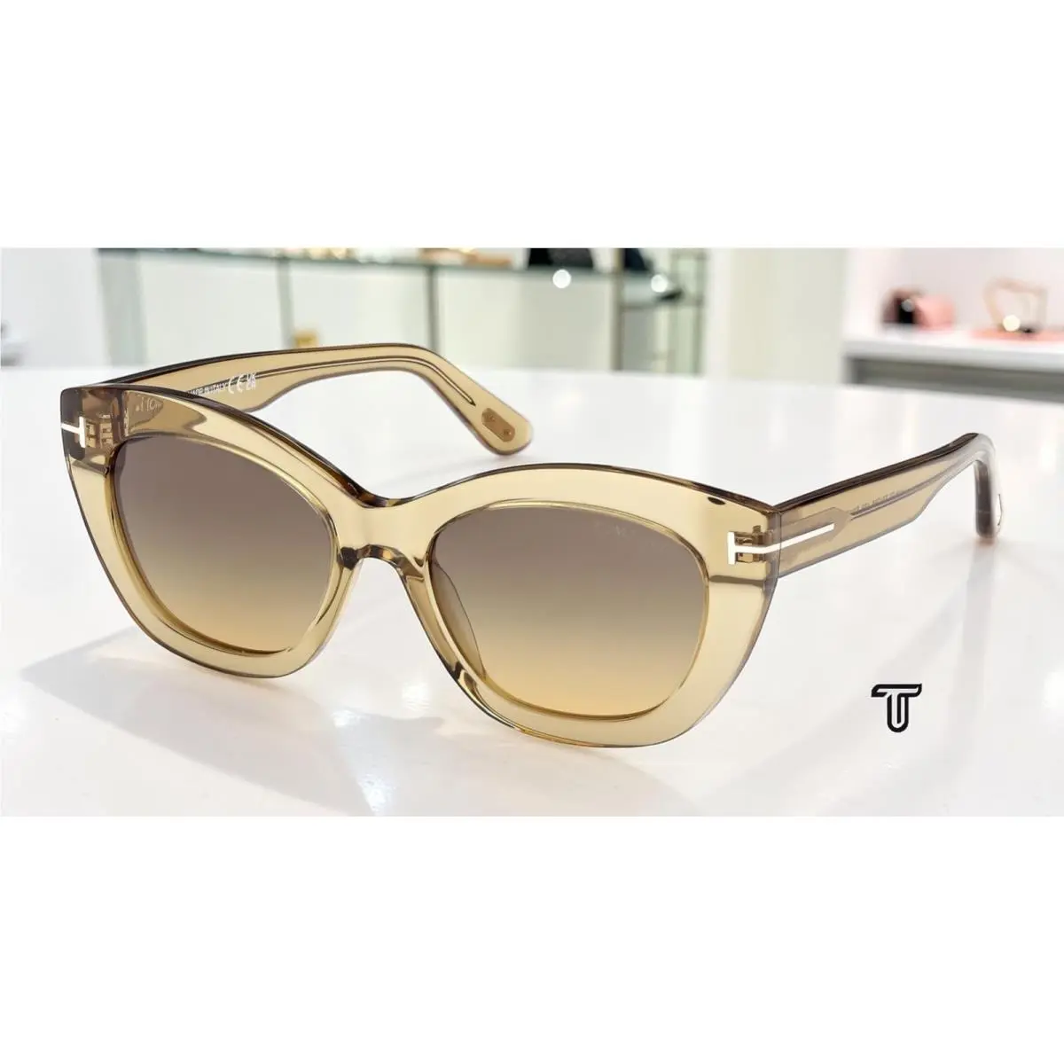 Tom Ford FT1285 45B Acetate Shiny Brown Gradient Smoke 53 mm Women`s Sunglasses