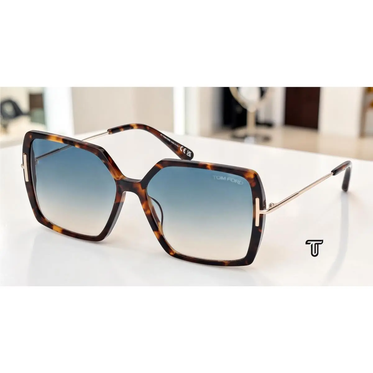 Tom Ford FT1039 52P Joanna Dark Havana Gradient Green 59 mm Women`s Sunglasses