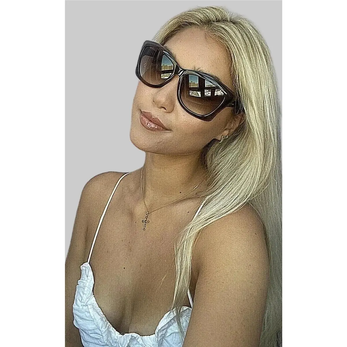 Tom Ford 59mm Havana Oversized Women`s Sunglasses Italy Puo1 Iii
