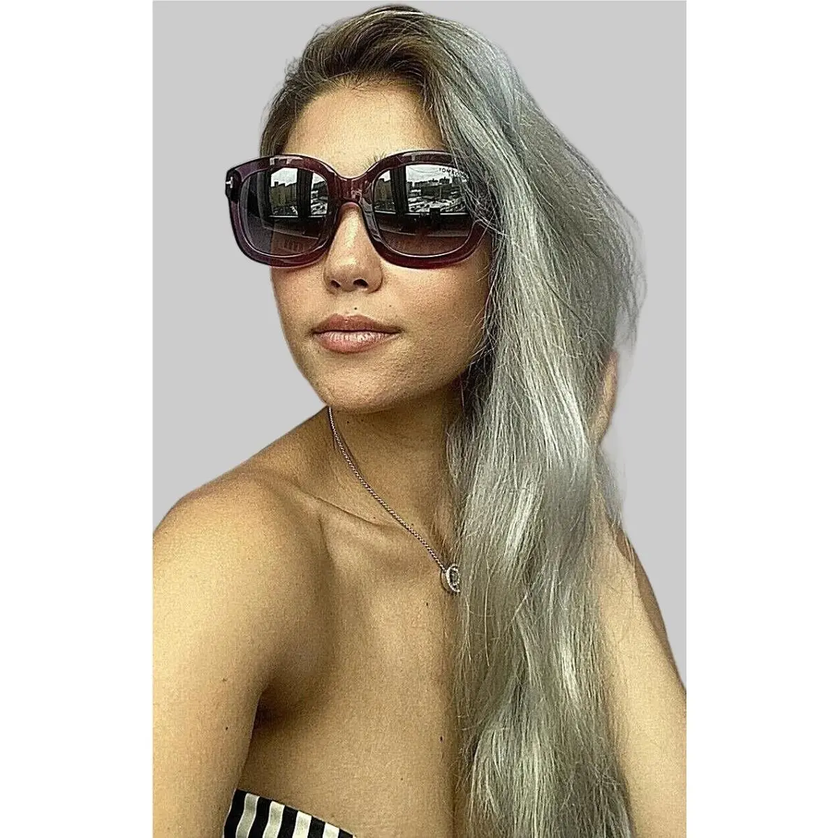 Tom Ford CTF27990W 53mm Violet Oversized Women`s Sunglasses Italy