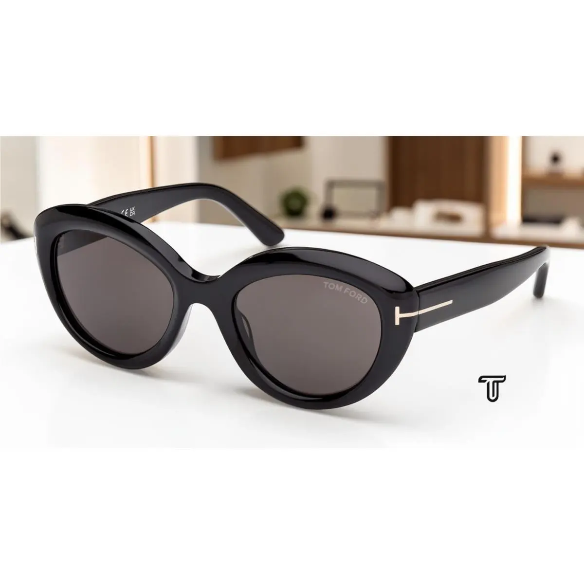 Tom Ford FT1316 01A Acetate Shiny Black Smoke 53 mm Women`s Sunglasses