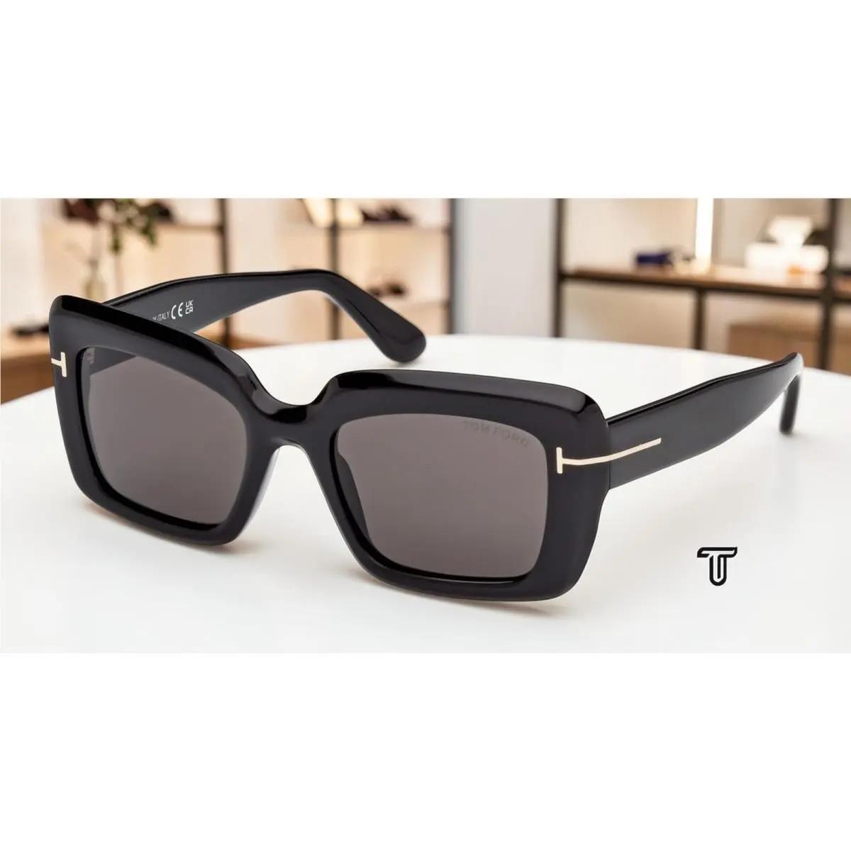 Tom Ford FT1318 01A Acetate Shiny Black Smoke 52 mm Women`s Sunglasses