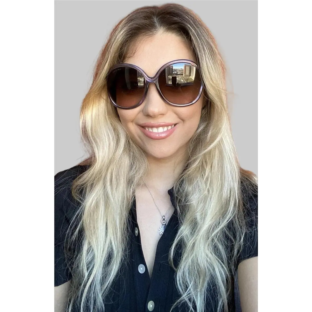 Tom Ford 59mm 83T252 Beige Oversized Women`s Sunglasses