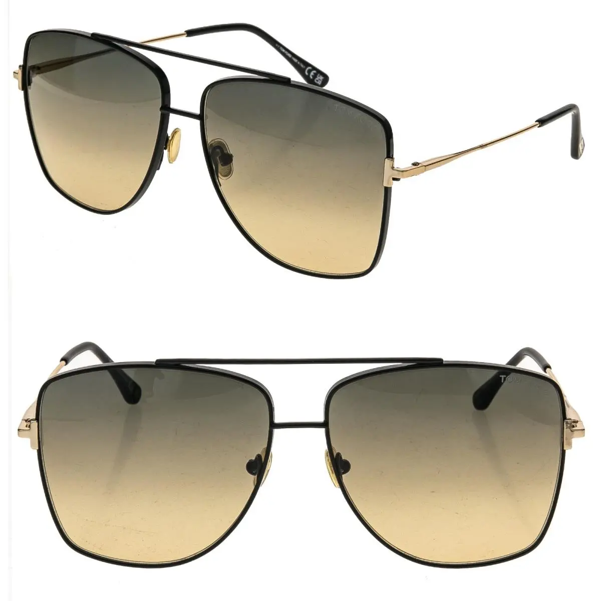 Tom Ford Reggie TF838 01B Gold Black Metal Geometric Sunglasses 838