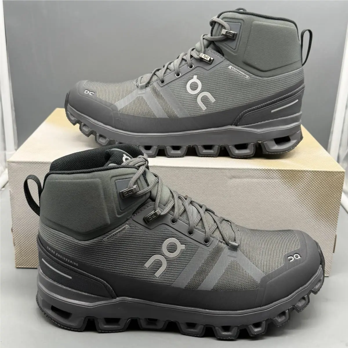 On Cloud Cloudrock Rock Waterproof Men’s 7.5 Trail Hiking Shoes ‘rock/eclipse’