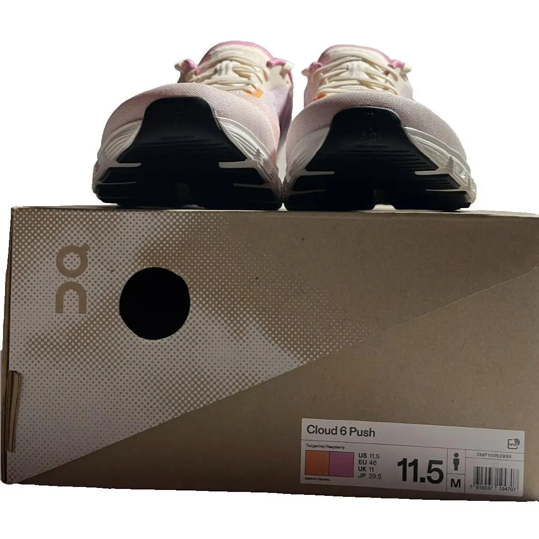 On Running Cloud 6 Push Tangerine Raspberry Men’s Size 11.5 Sneakers