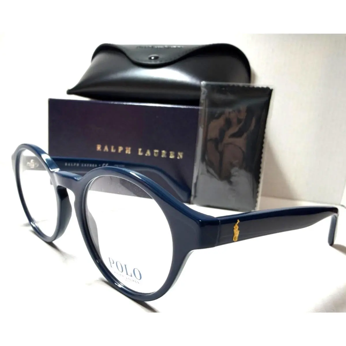 Polo Ralph Lauren PH 2243 5465 Round Shiny Navy Blue Eyeglasses 50-19