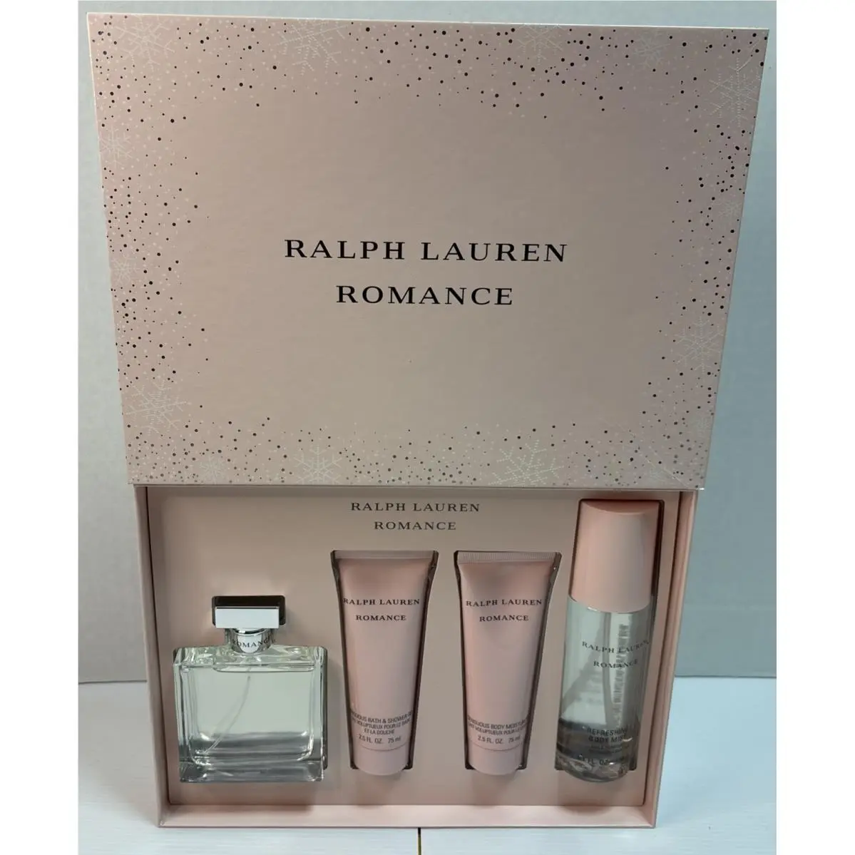 Ralph Lauren Romance Perfume Shower Gel Moisturizer Body Mist 4 Piece Set