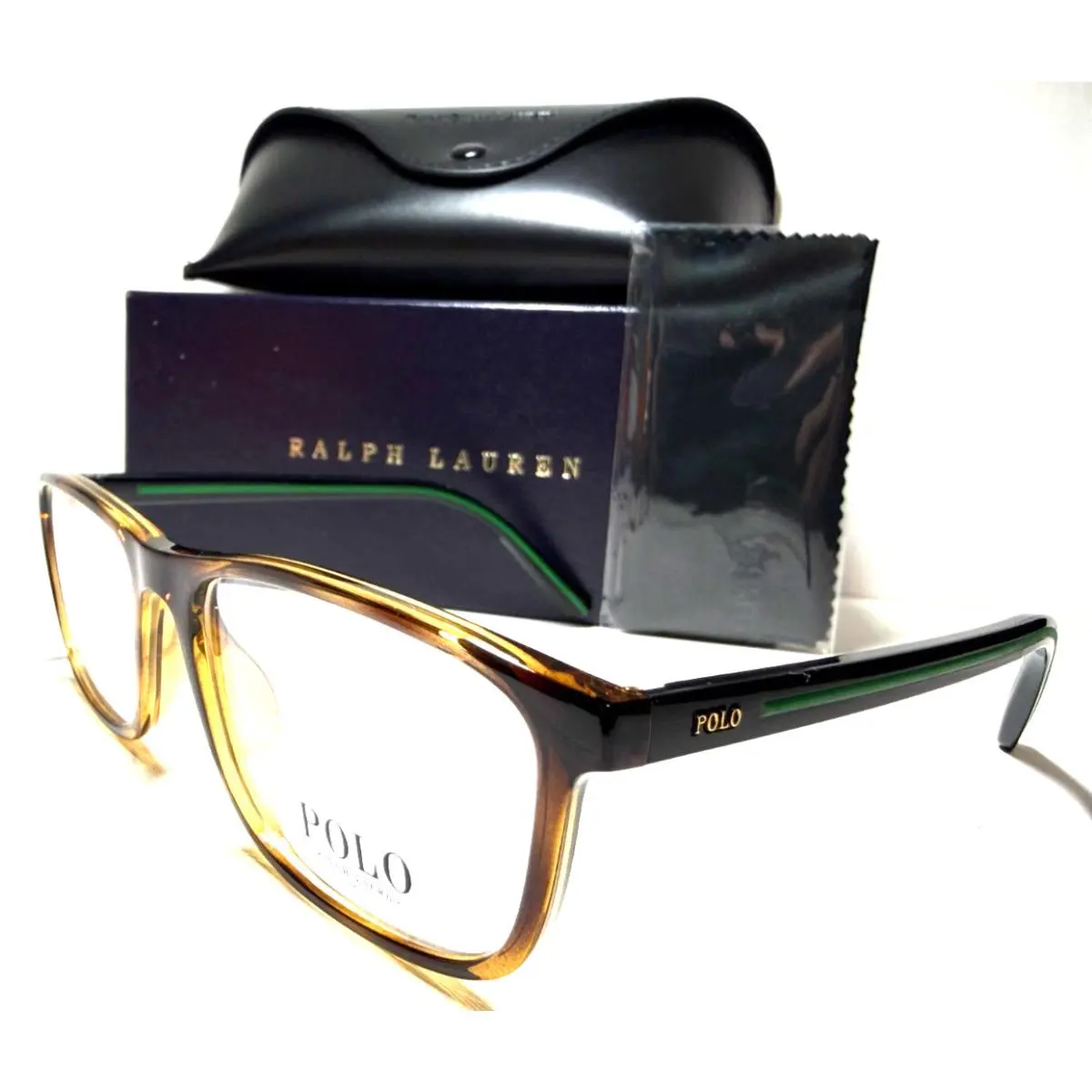 Polo Ralph Lauren PH 2239 5003 Havana/black Green Temple Authen Eyeglasses 56-17
