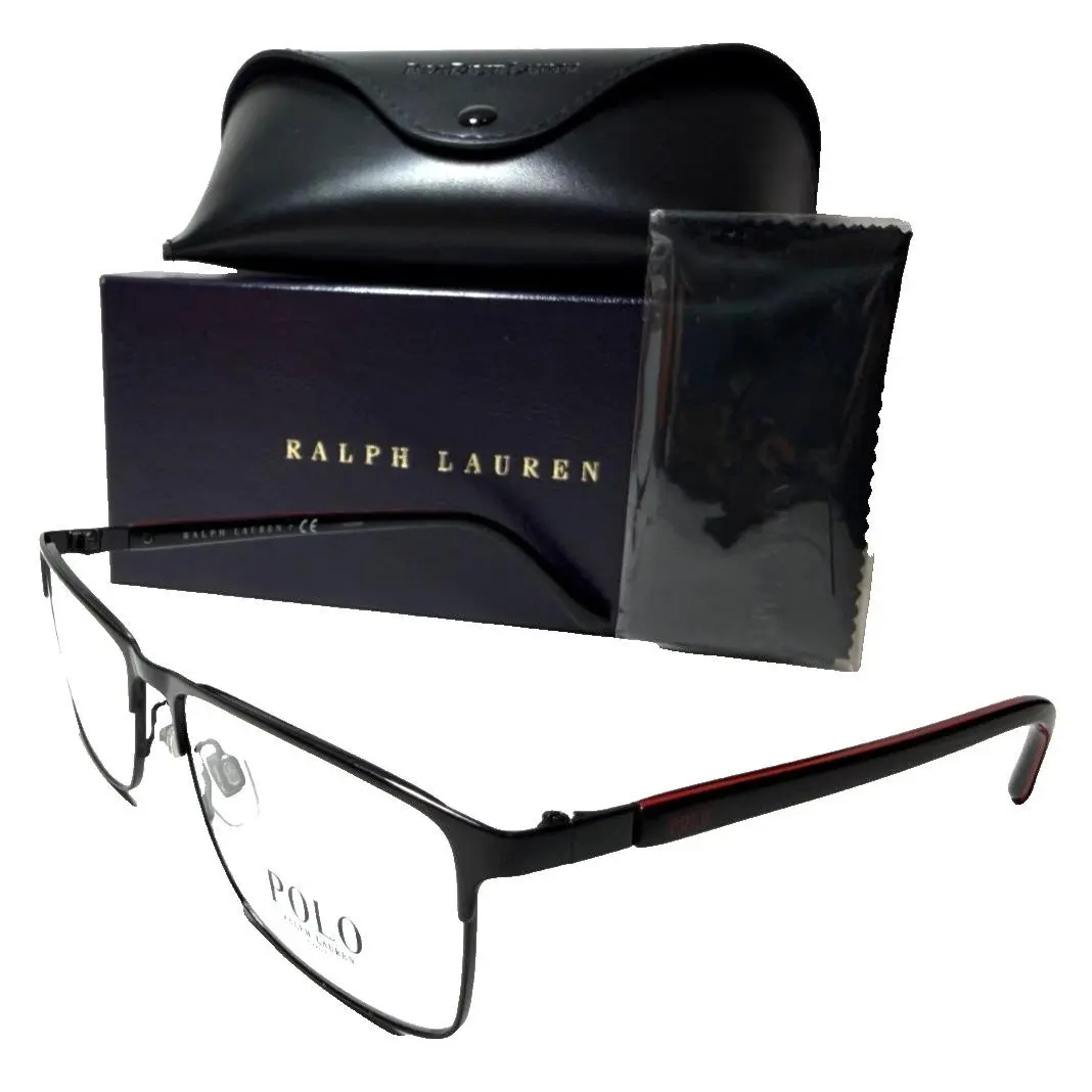 Polo Ralph Lauren PH 1199 9003 Shiny Black W/red Trim Eyeglasses 55-16