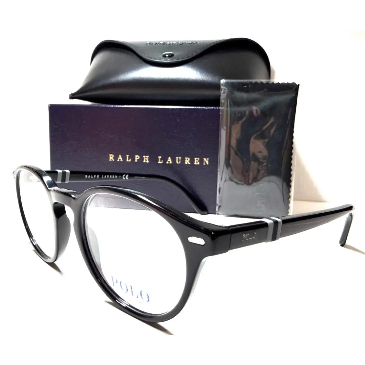 Polo Ralph Lauren PH 2208 5001 Round Shiny Black Eyeglasses 49-19