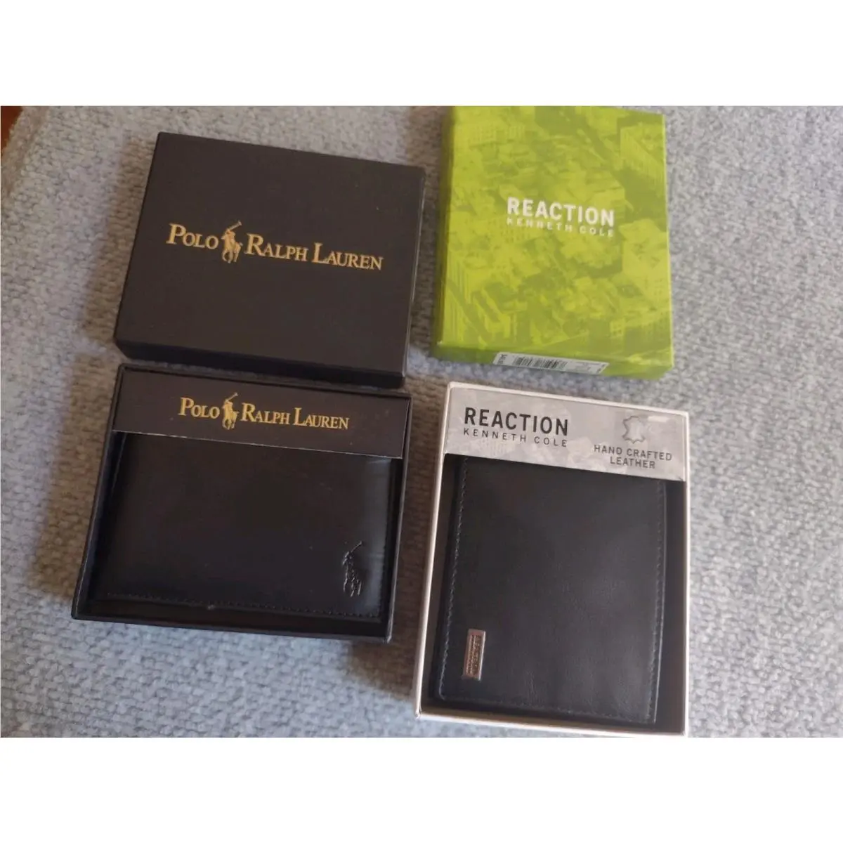 Lot of 2 Men`s Bifold Leather Wallets Ralph Lauren w/ Pullout Kenneth Cole