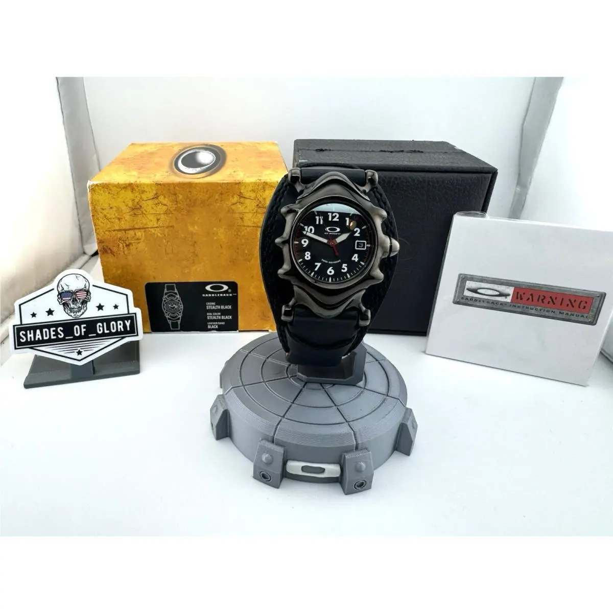 Oakley Saddleback Watch Stealth Black Honed Dial W/ Leather Strap 10-174
