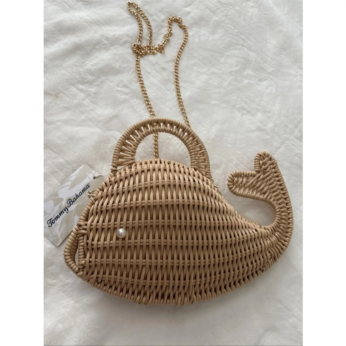 Wicker Whale Crossbody Chain Strap Magnetic Closure by Tommy Bahama