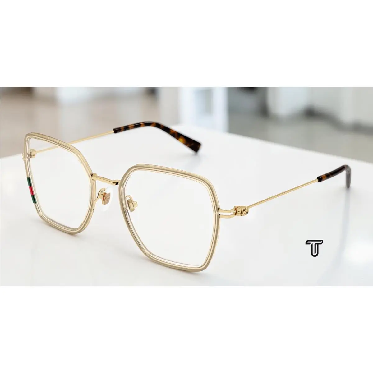GG1850O 003 Rectangular Yellow Gold Demo Lens 51 mm Women`s Eyeglasses by Gucci