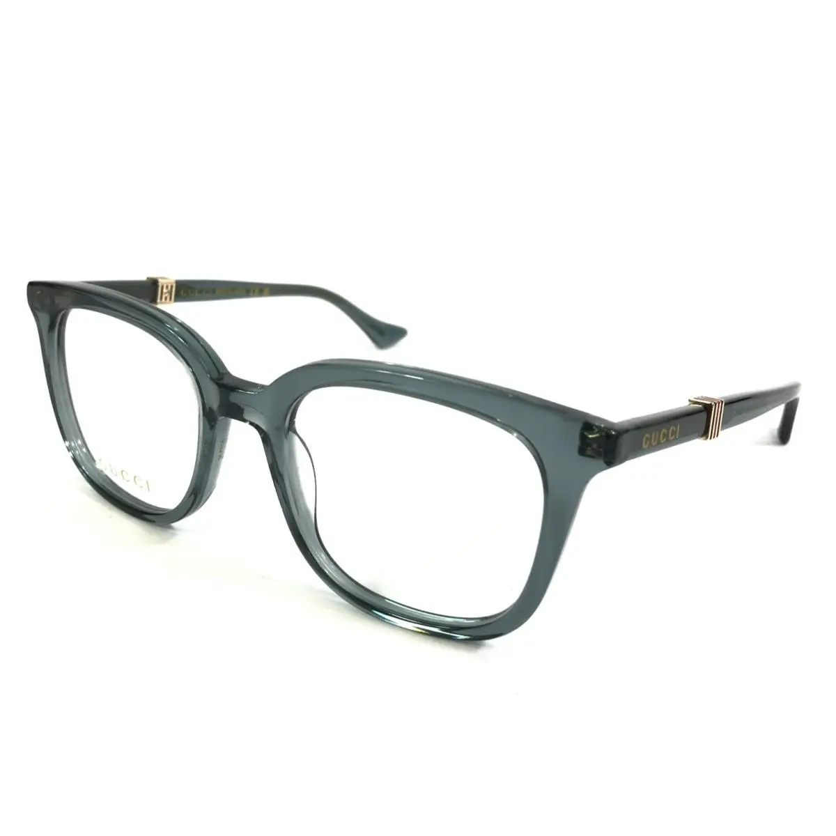 Gucci Eyeglasses Frames GG1497O 007 Transparent Green Square Full Rim 52-20-145