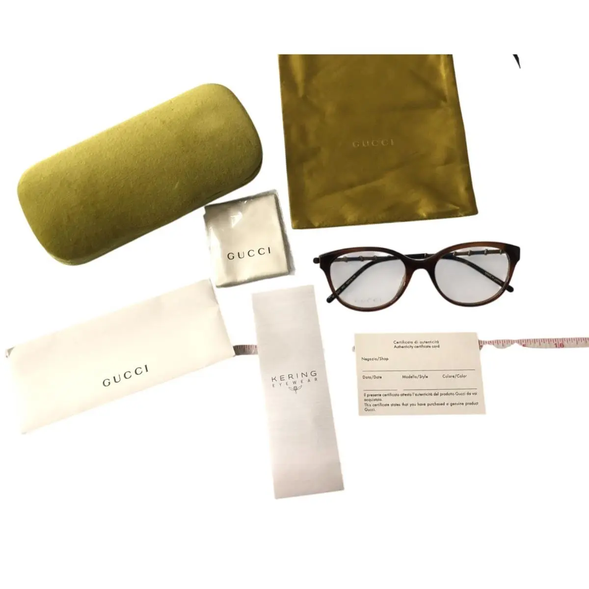Gucci GG0658OA Eyeglasses Brown Havana Acetate Finish Gold-toned Bamboo Design