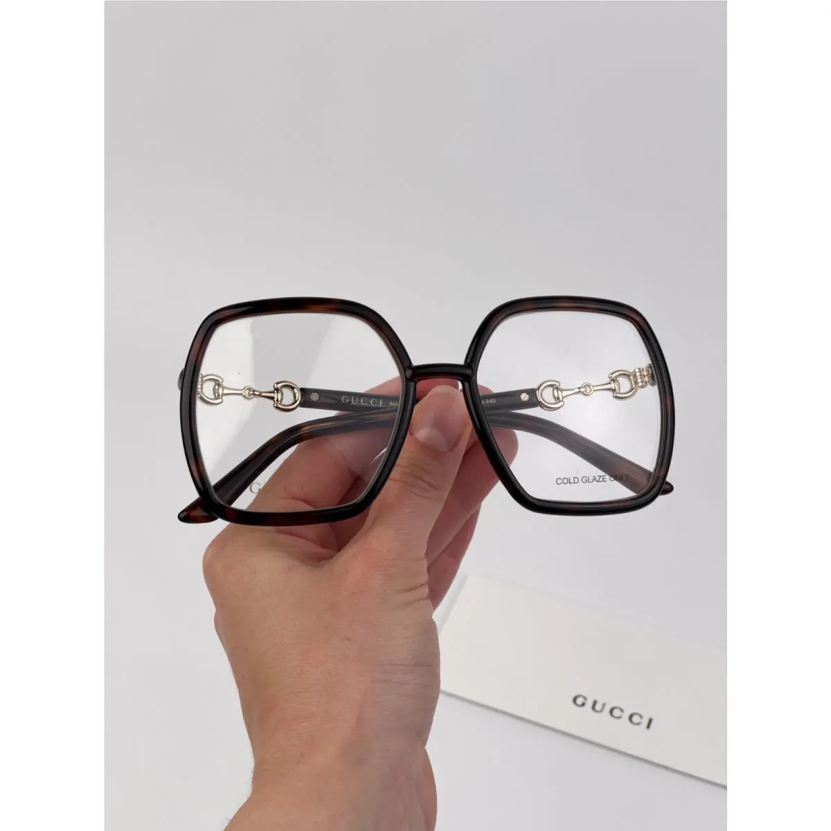 Gucci Women Eyeglasses Havana Demo Square Oversized GG0890O 002