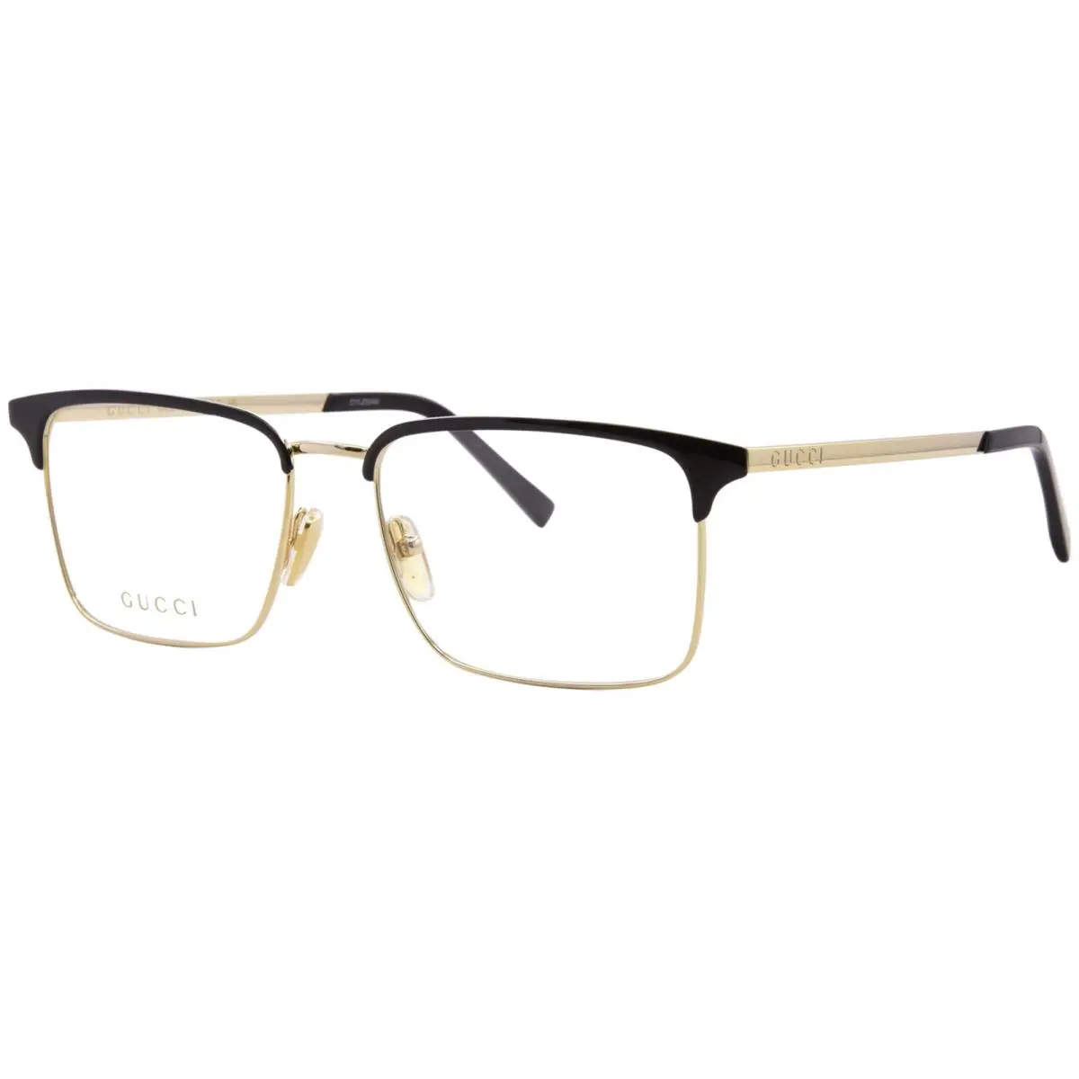 GG2136O 004 Eyeglasses Men`s Gold/black Full Rim Rectangle Shape 58mm by Gucci