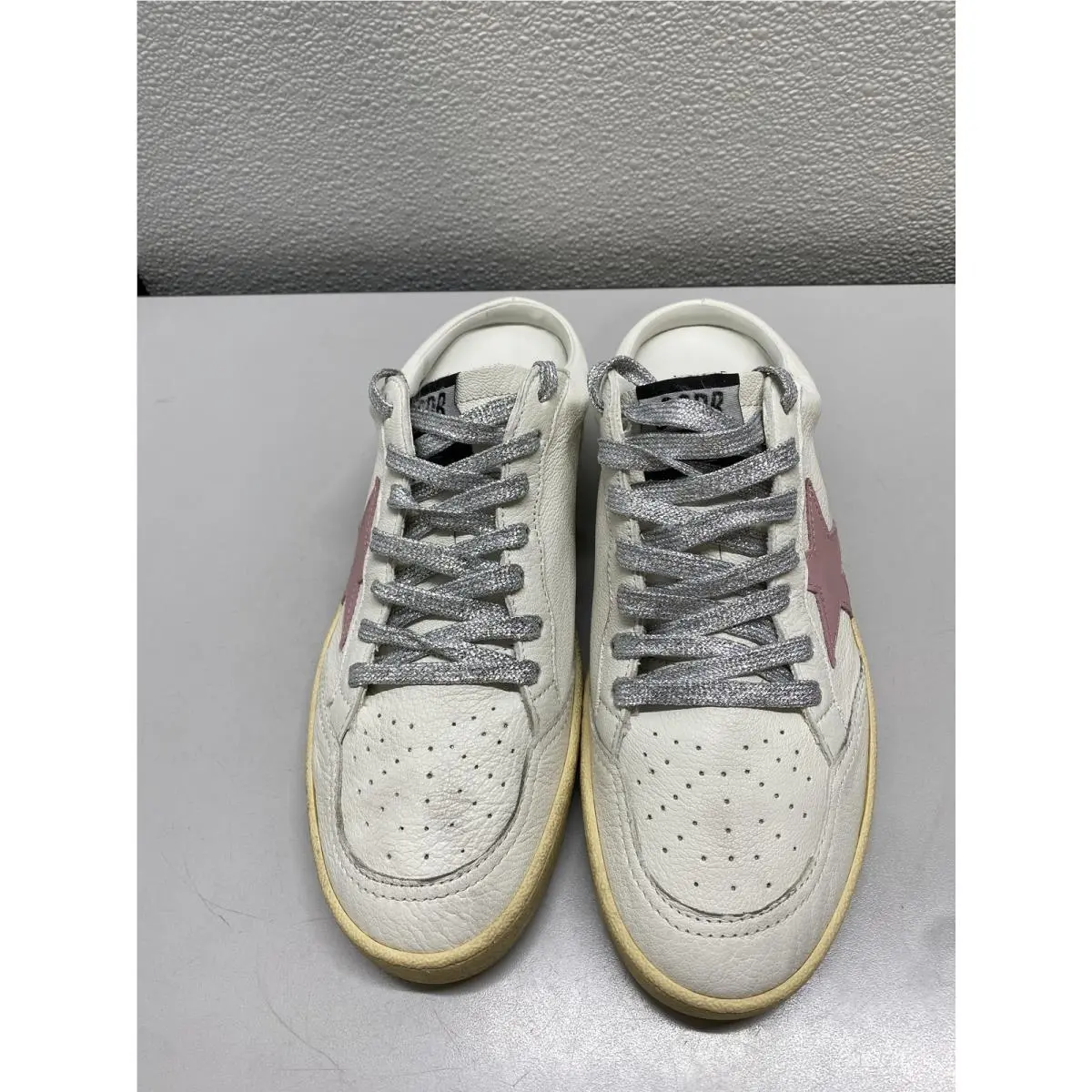 Womens Bali Star Sabot Slip-on Leather Sneakers Size 10 White Pink by Golden Goose