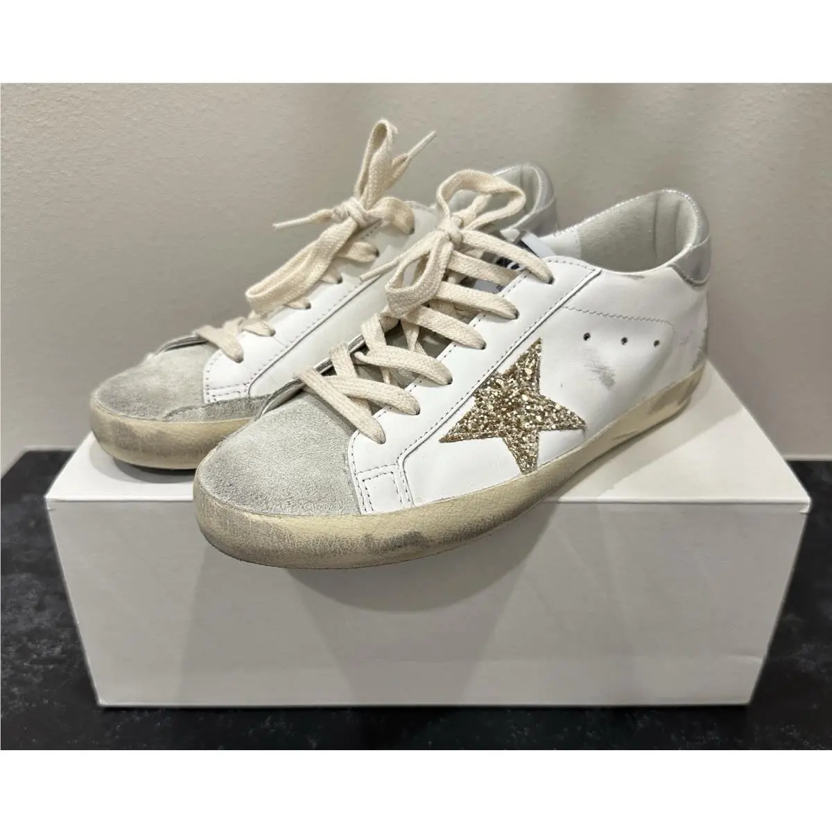 Super-star Sneakers Womens EU 37 White Ice Gold Silver by Golden Goose