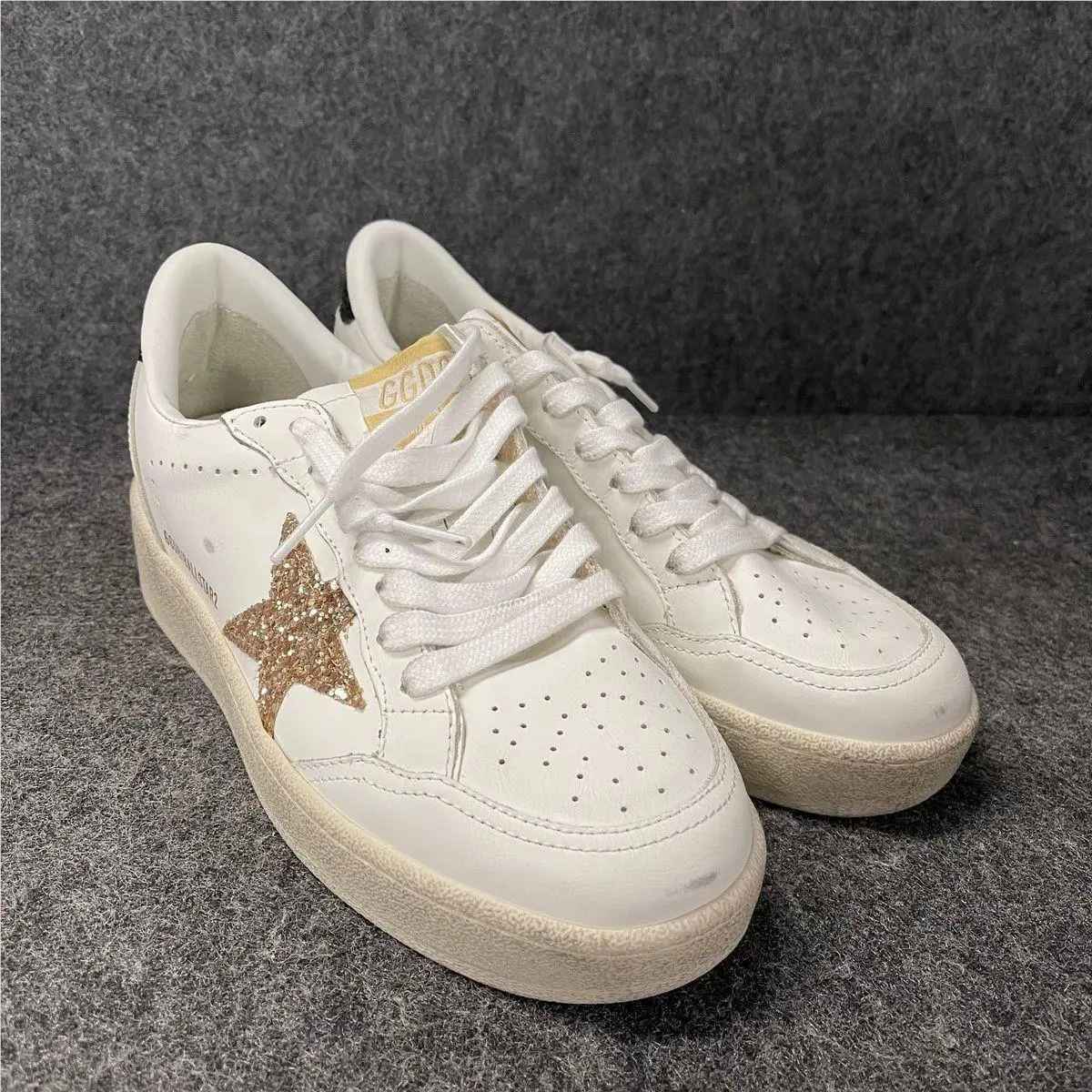 Ball Star 2 Sneaker Women`s Size IT38/US8 White/gold by Golden Goose