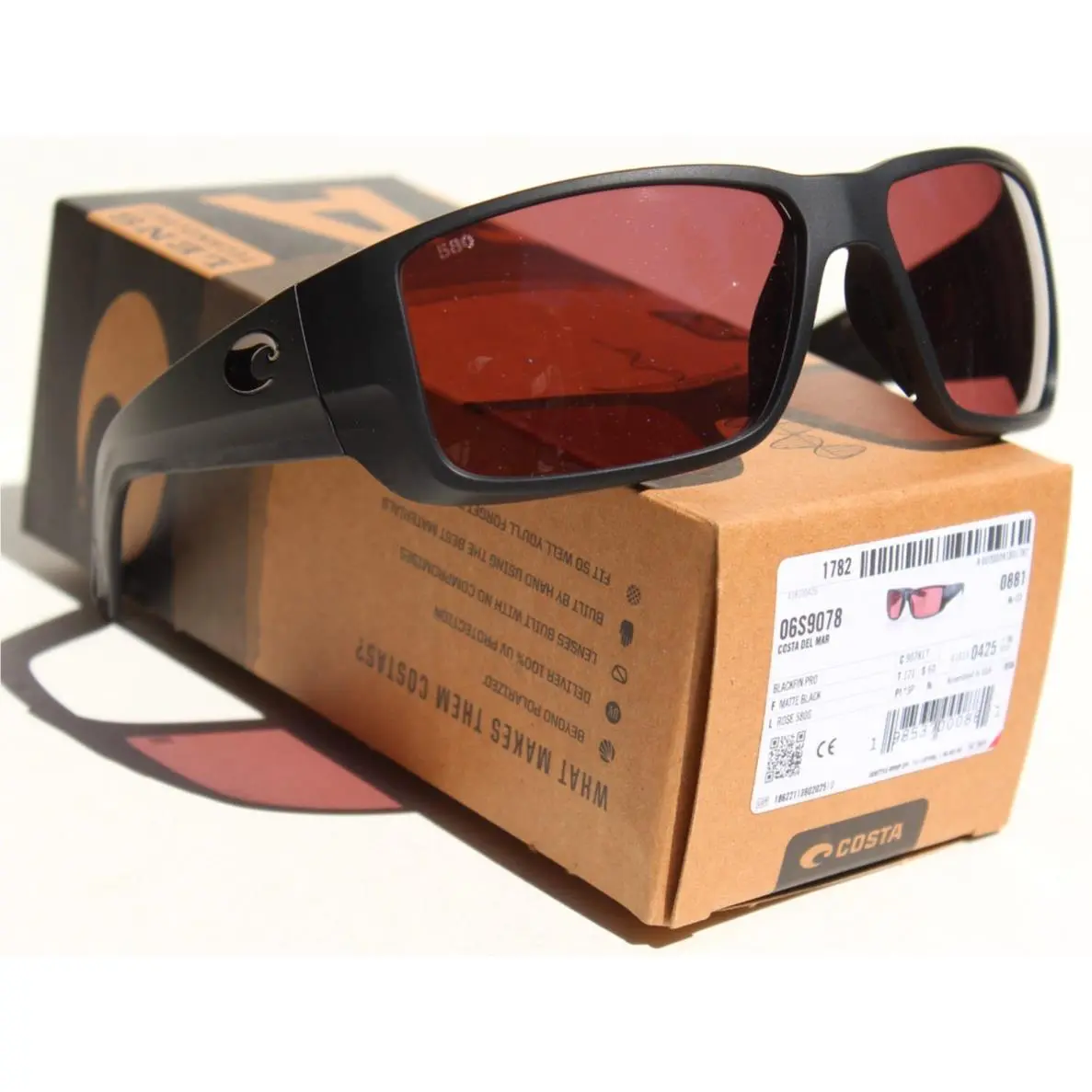 Costa Del Mar Blackfin Pro 580G Polarized Sunglasses Matte Black/rose