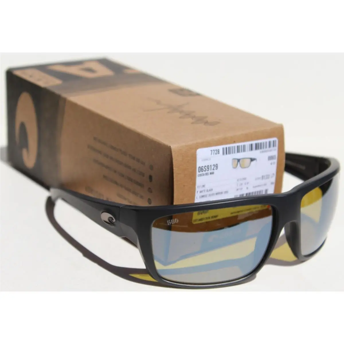 Costa Del Mar Fly Line 580G Polarized Sunglasses Matte Black/sunrise Silver