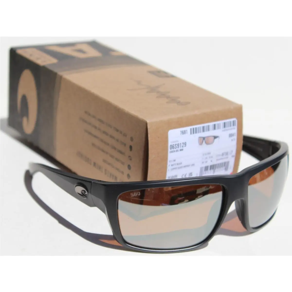 Costa Del Mar Fly Line 580G Polarized Sunglasses Matte Black/copper Silver