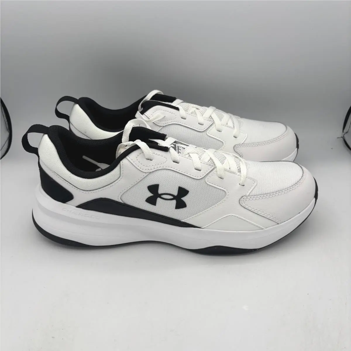 Under Armour Charged Edge Mens Training Shoes Size 13 White Black 3026727-100