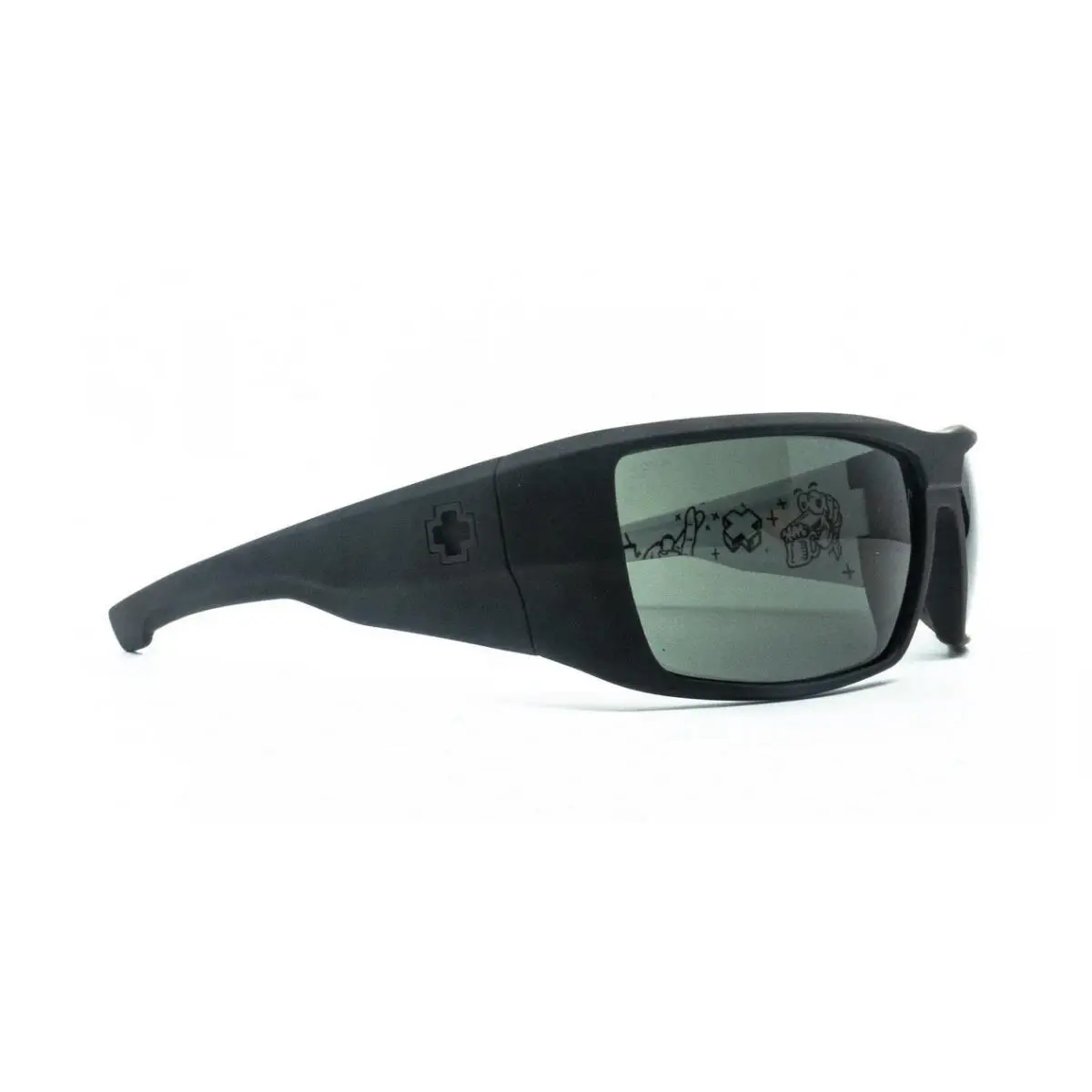 Spy Optic Dirk Sunglasses - White Crypto / Happy Gray Green Lens