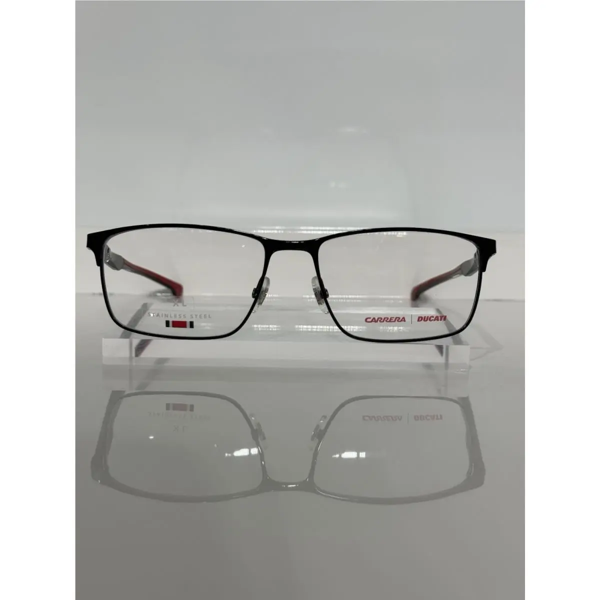 Carrera X Ducati Carduc 014 Pit Shiny Black Stainless Steel Metal Eyeglasses 58m