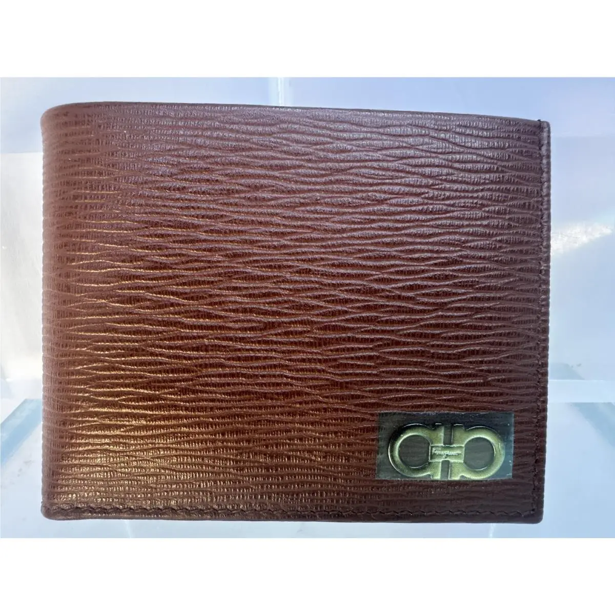 Salvatore Ferragamo Men`s Wallet Revival Bi-fold CC Holder Brown Leather
