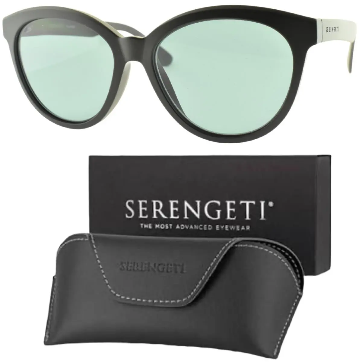 Serengeti Endee SS573003-S 56-17-140 Black Cat Eye Full Rim Womens Sunglass - Frame: Black, Lens: Blue