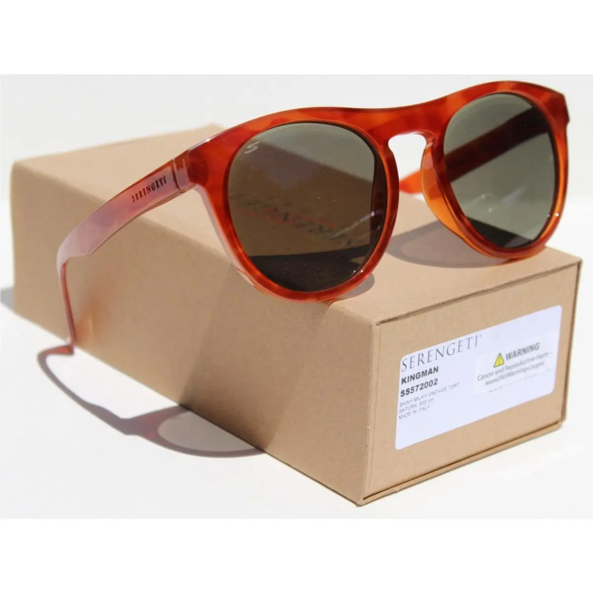Serengeti Kingman Sunglasses Vintage Tortoise/saturn 555nm SS572002 Italy
