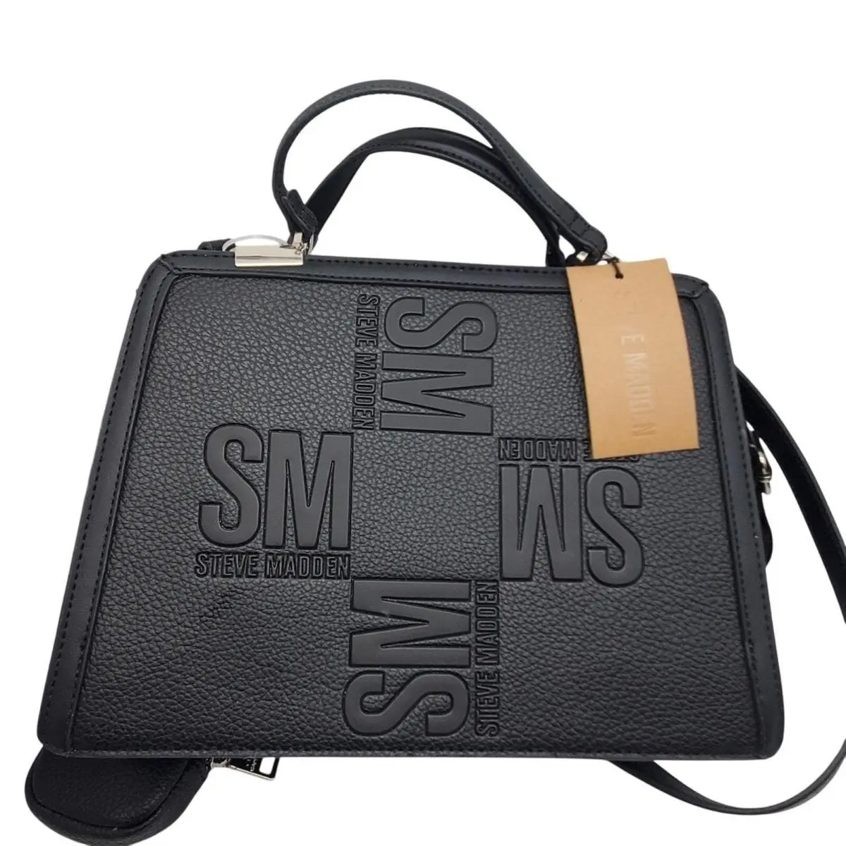 Black Crossbody Bag Logo Satchel Airpod Case Handbag Shoulder Purse by Steve Madden