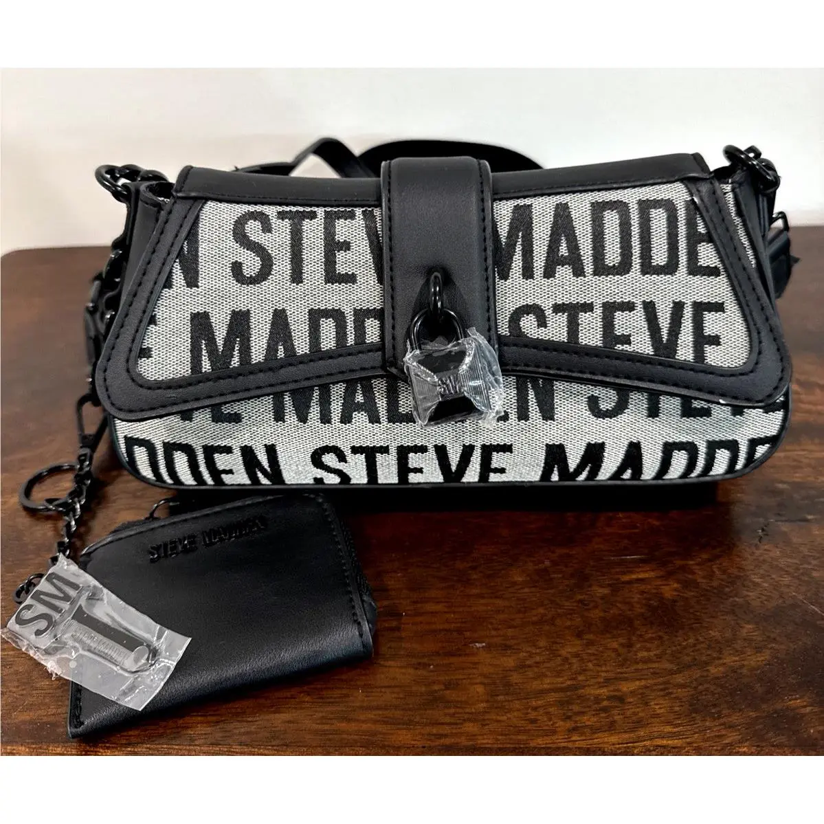 Blaney Crossbody Handbag Black Fabric/leather Satchel by Steve Madden