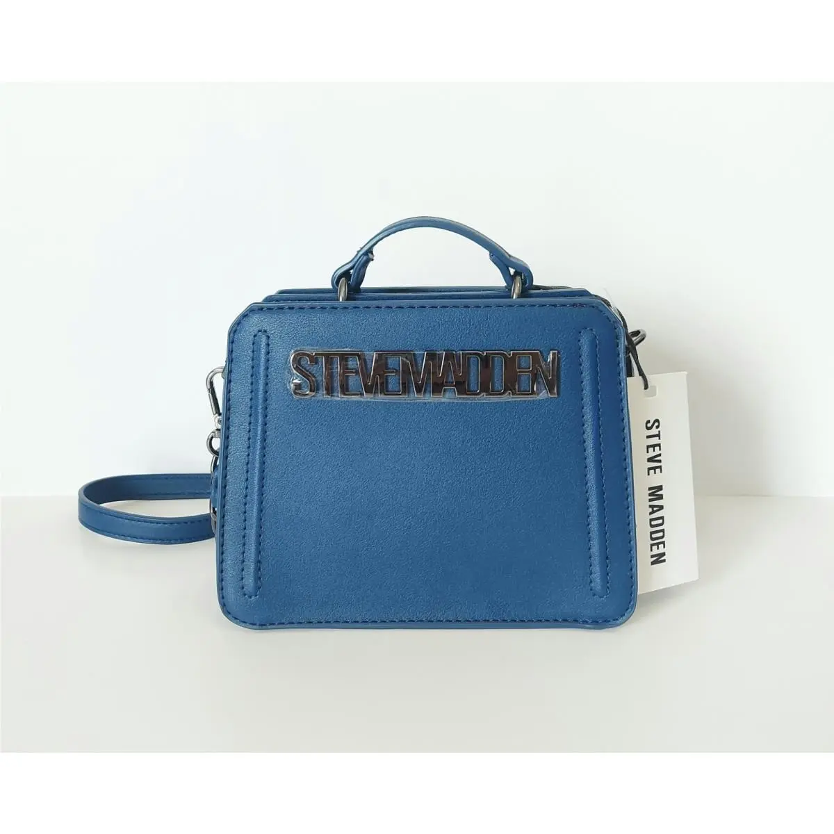 Steve Madden Evelyn Mini Satchel Crossbody Bag Galactic Blue Top Handle Purse NW