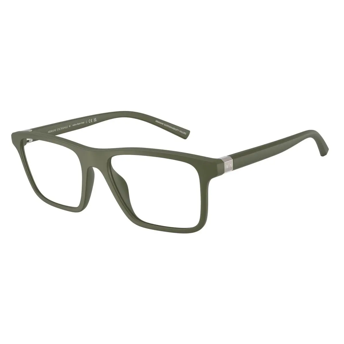AX3136U 8301 Matte Green Demo Lens 55 mm Men`s Eyeglasses by Armani Exchange