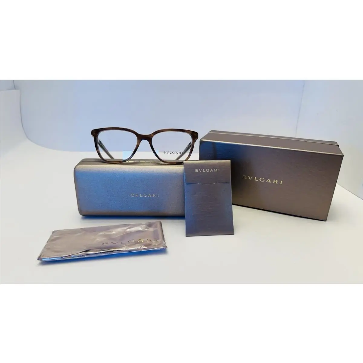 Bvlgari 4184-B 5240 Light Brown Womens Semi Cat Eye Eyeglasses 54-16-140 B:41