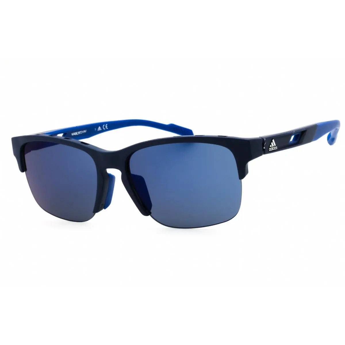 SP0048 91X Sunglasses Matte Blue Frame Blue Mirror Lenses 57mm by Adidas